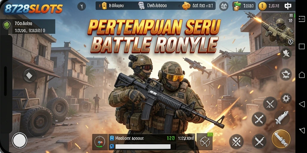 Screenshot 8728SLOTS menampilkan pertempuran sengit antar pemain dalam suasana Battle Royale.
