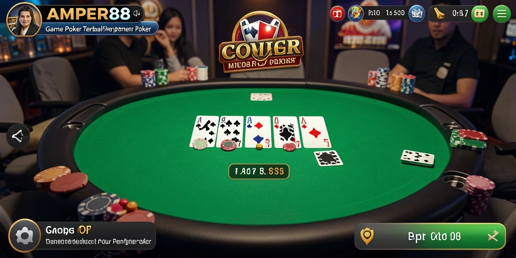 Gameplay seru di AMPER88 dengan banyak pemain poker.