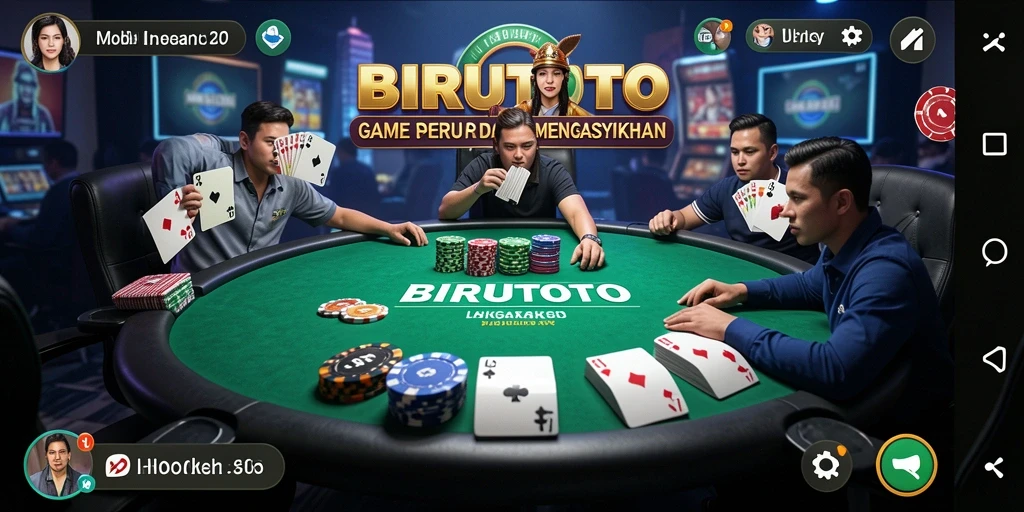Tampilan seru dari gameplay poker di BIRUTOTO.