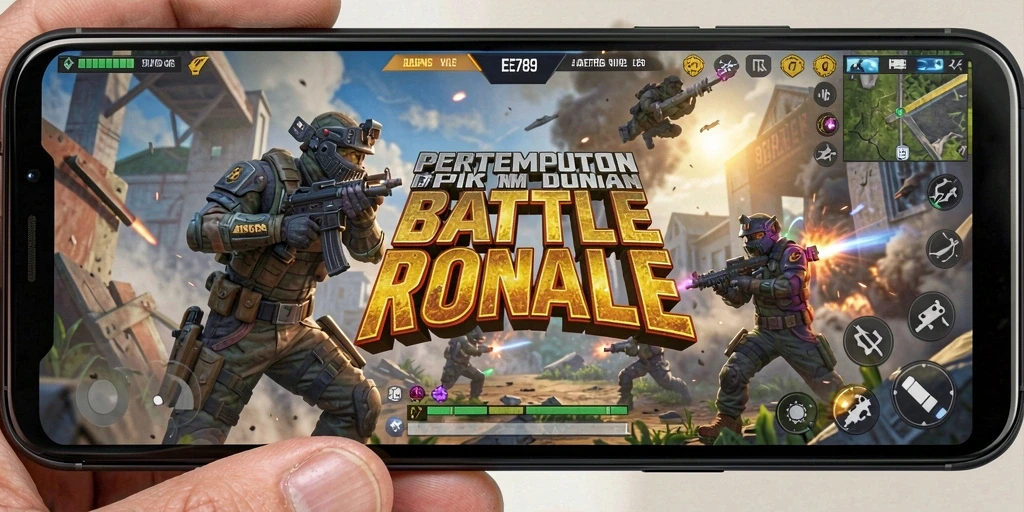 Screenshot utama EE789 menampilkan aksi pertempuran yang mendebarkan dalam Battle Royale.