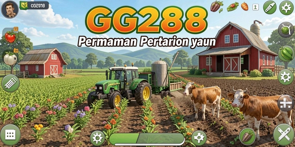 Screenshot menunjukkan gameplay seru di GG288 dengan hasil panen yang melimpah.