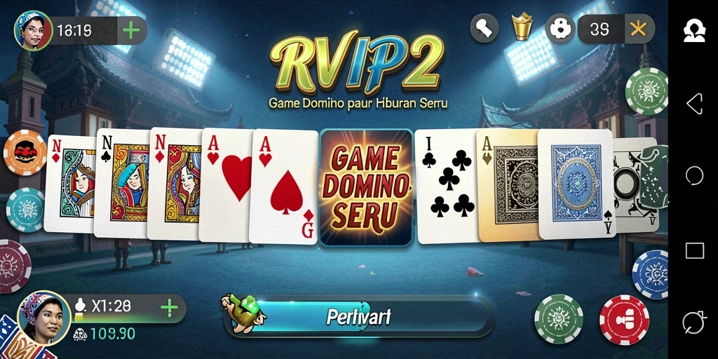 Tampilan menarik dari gameplay domino RVIP2 dengan interaksi pemain.