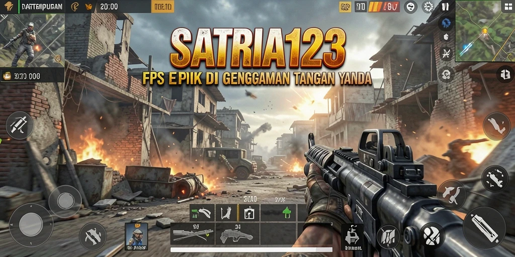 Tampilan gameplay intens dari SATRIA123 dengan aksi FPS yang mendebarkan.