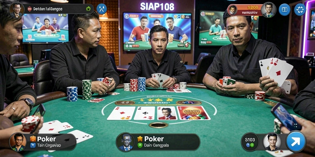 Tampak menarik dari gameplay poker SIAP108 dengan pemain aktif.